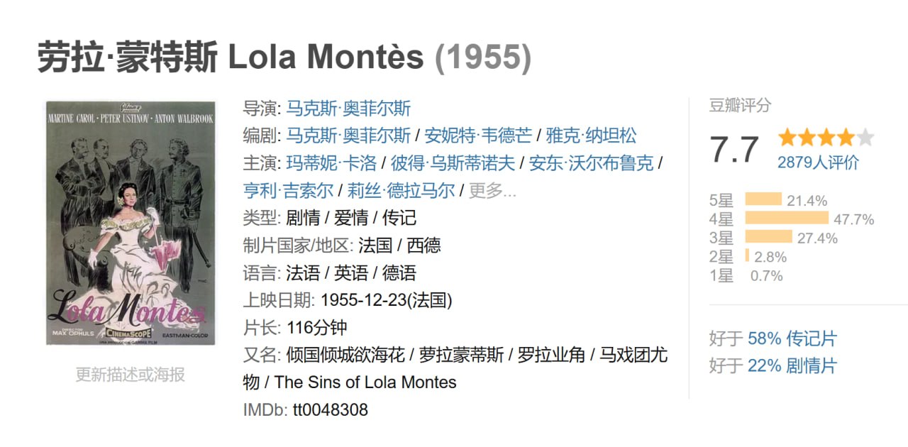 劳拉·蒙特斯 Lola Montès (1955)