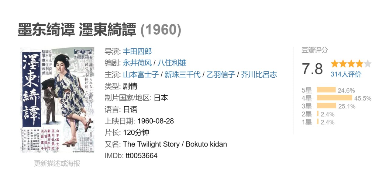 墨东绮谭 濹東綺譚 (1960)