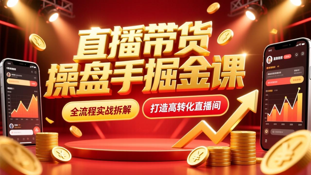 直播带货操盘手掘金课｜抖音电商实战｜从0到1起号｜带货运营技巧
