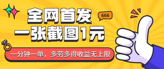 全网首发，一张截图1块钱，一分钟一单