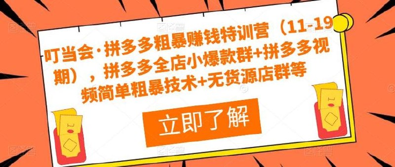 《拼多多粗暴赚钱特训营11-19期》