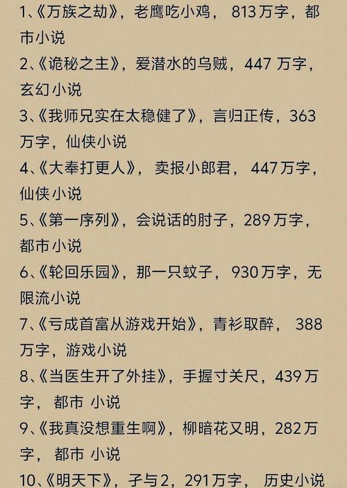 书旗会员小说完结榜：500本精校TX