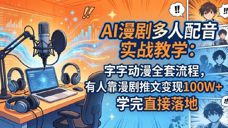 字字动漫AI漫剧多人配音课程，实战教