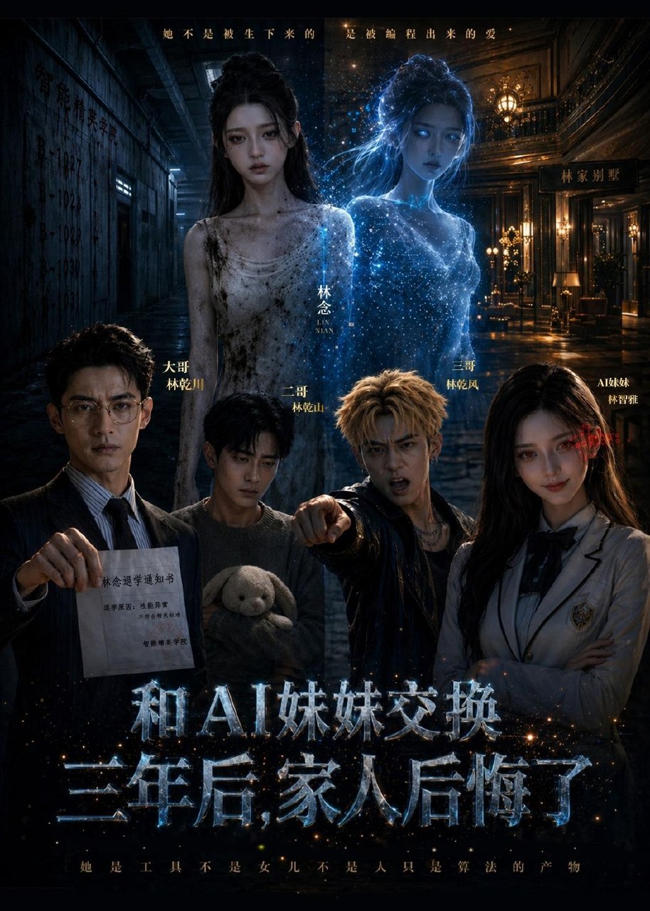 和AI妹妹交换三年后家人后悔了 (75集) Ai短剧 | 短剧