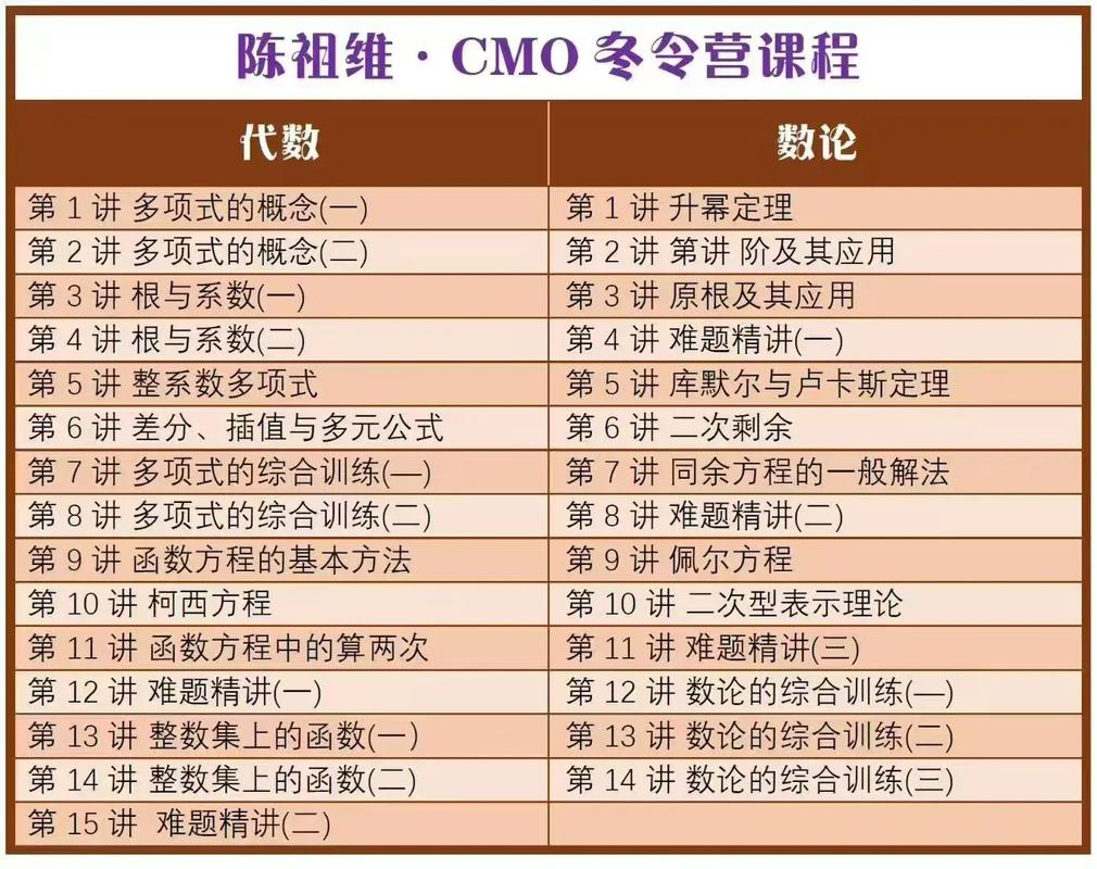 陈祖维CMO冬令营高中数学课程