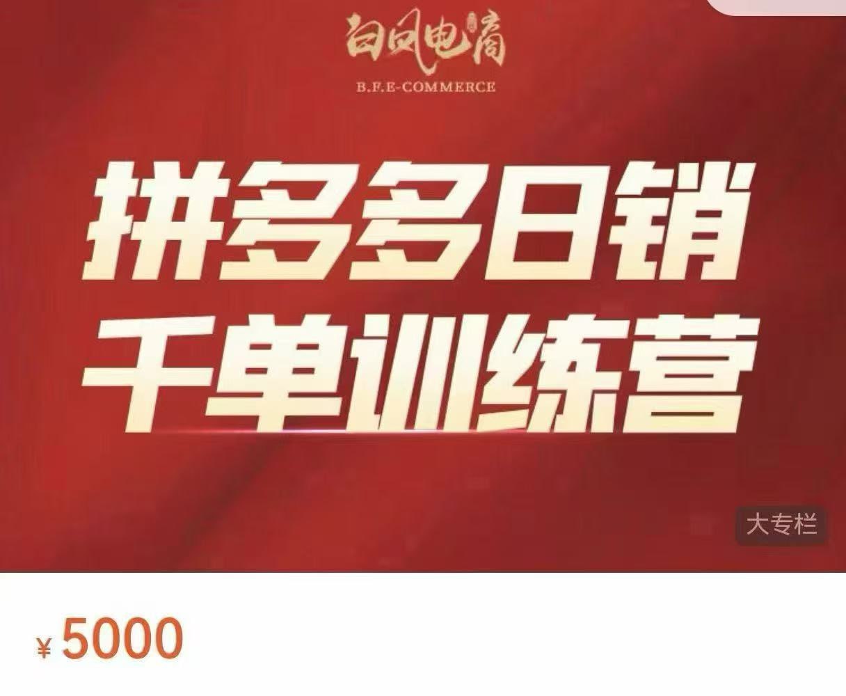 白凤电商：拼多多日销千单训练营